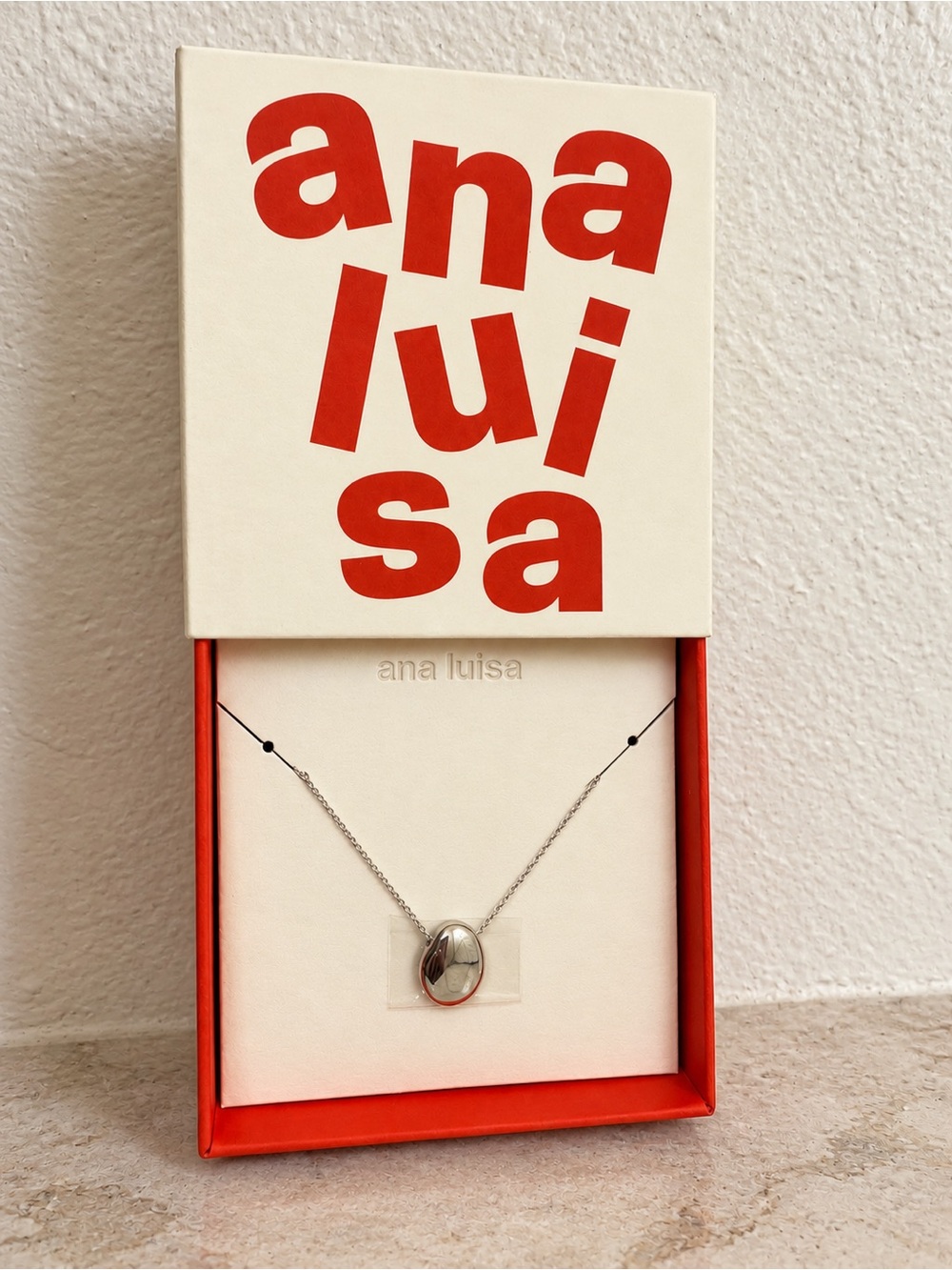 Ana Luisa Pebble Mini Silver Oval Pendant Necklace 18” New